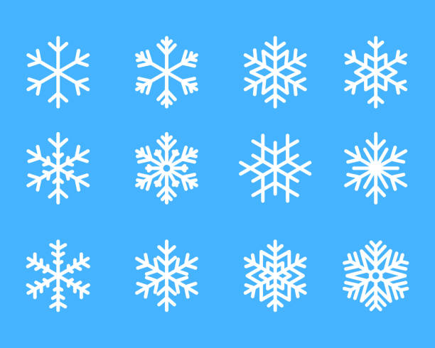 snowflake+winter+set+of+blue+isolated+icon+silhouette+on+white+background+vector+illustration.