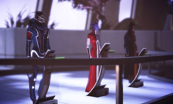 Citadel Council from Mass Effect 1Species from Left to Right: Turian, Asari, Salarian